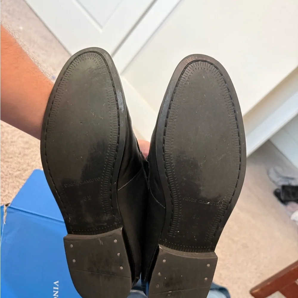 Vince Camuto Black Leather Bit-Detail Slip-On Loafers